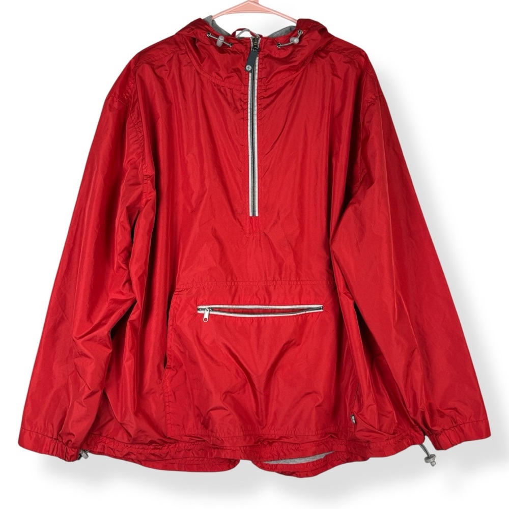 Lauren James Jacket Womens XXL Red Hooded Half Zip Pullover Anorak Windbreaker